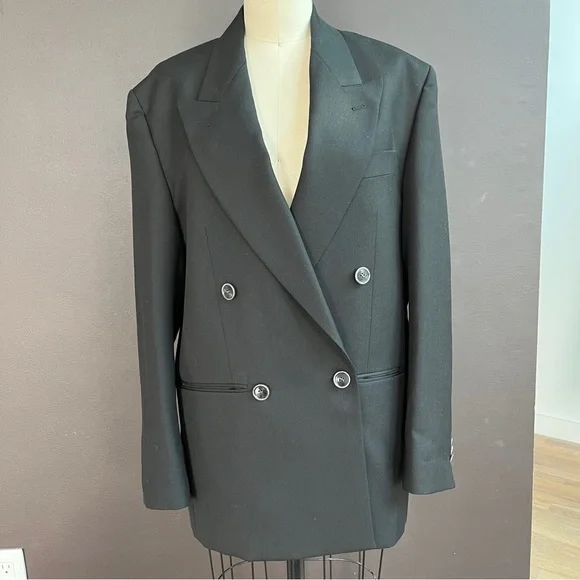 ACNE STUDIOS Signature Double Breasted Oversized Blazer Black